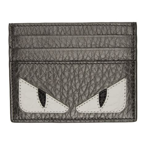 Fendi: Grey Bag Bugs Card Holder 